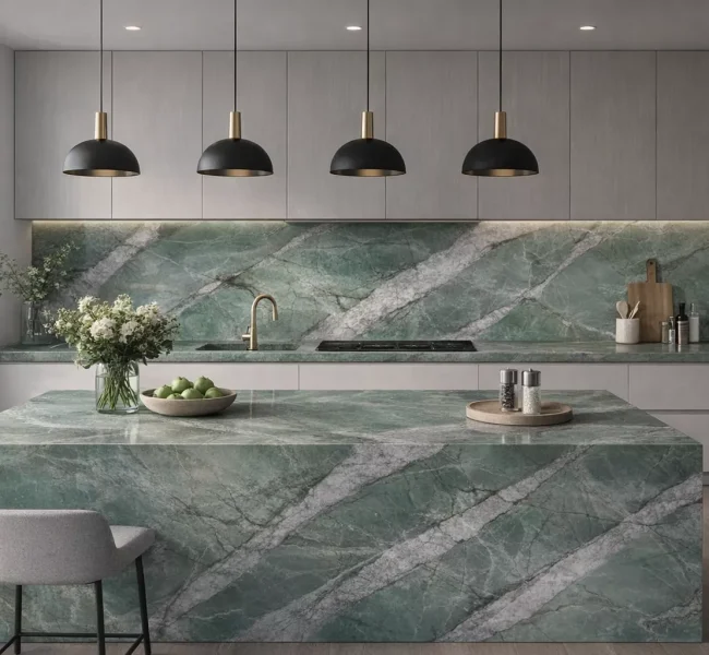 Cocina moderna con isla de quartzite
